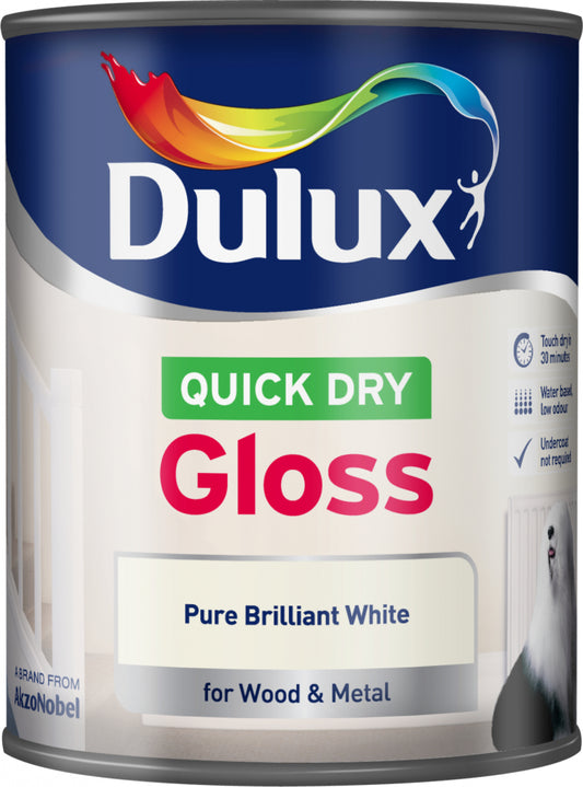 Dulux Quick Dry Gloss 750ml – Pure Brilliant White High Gloss Paint