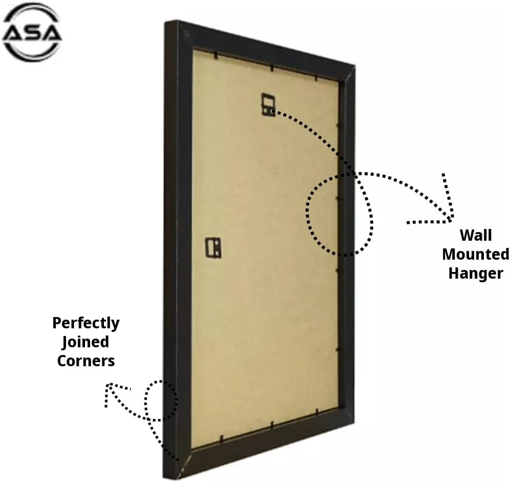 A2 Picture Frame 42x59.4cm – Modern Wooden Frame with Perspex Front – Black, White & Silver