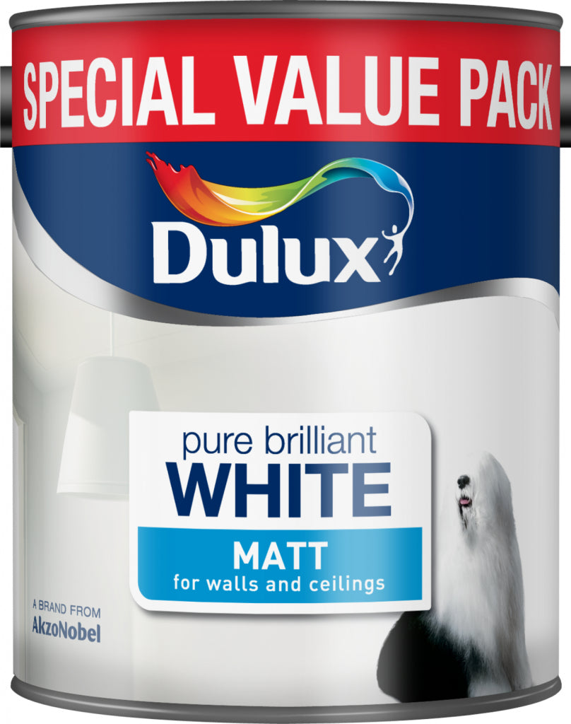 Dulux Matt 3L – Pure Brilliant White Matt Emulsion Paint for Interior Walls & Ceilings
