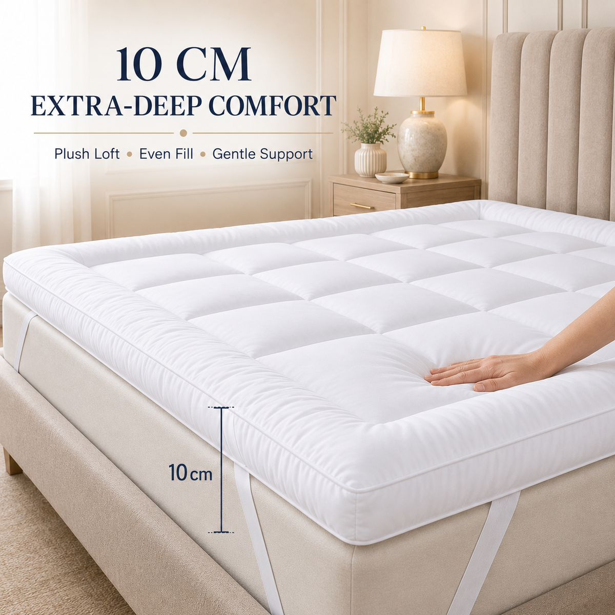 10cm Microfibre Mattress Topper – White