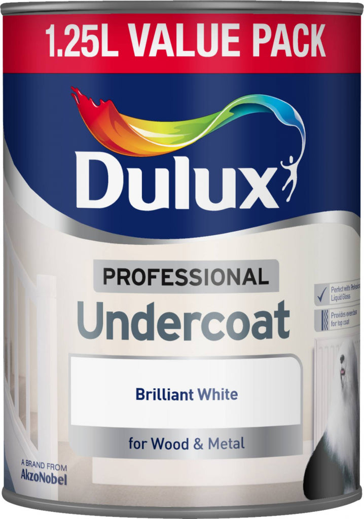 Dulux Professional Undercoat 1.25L Brilliant White – Interior & Exterior Surface Primer