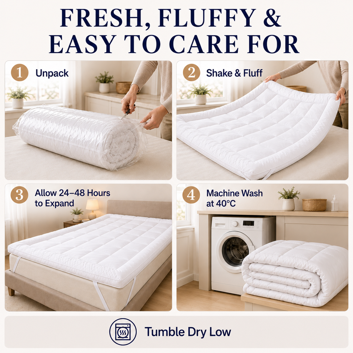 10cm Microfibre Mattress Topper – White