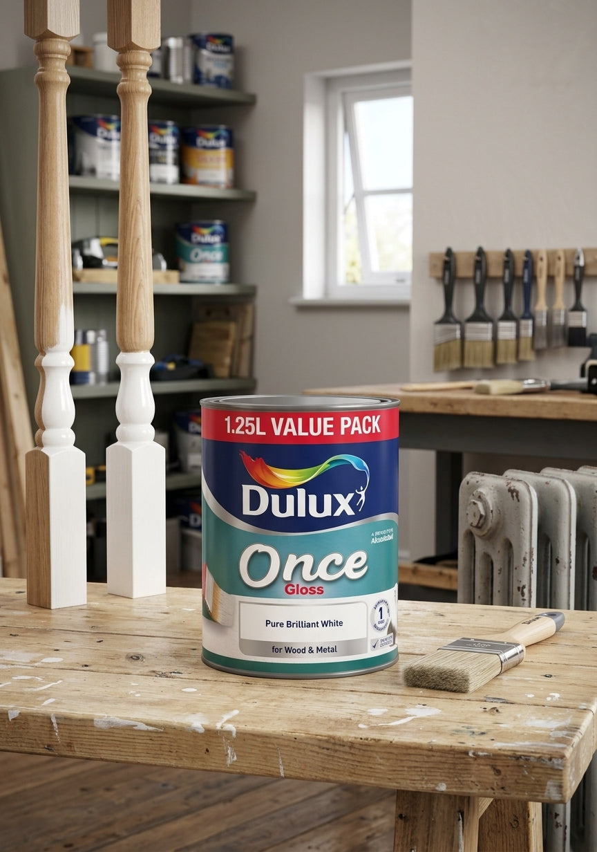Dulux Once Gloss 1.25L – Pure Brilliant White High Gloss Paint