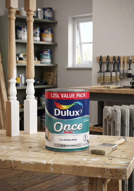Dulux Once Gloss 1.25L – Pure Brilliant White High Gloss Paint