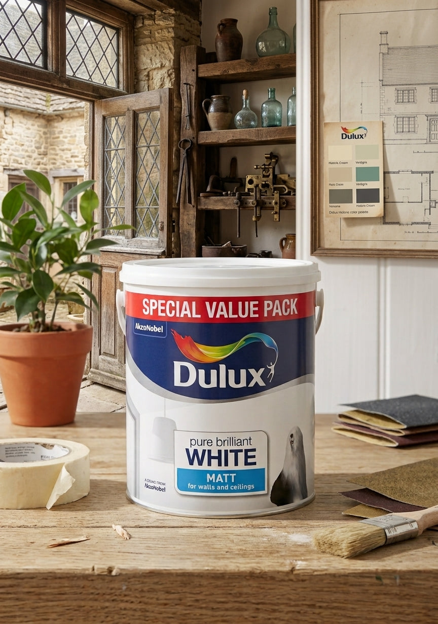 Dulux Matt 3L – Pure Brilliant White Matt Emulsion Paint for Interior Walls & Ceilings