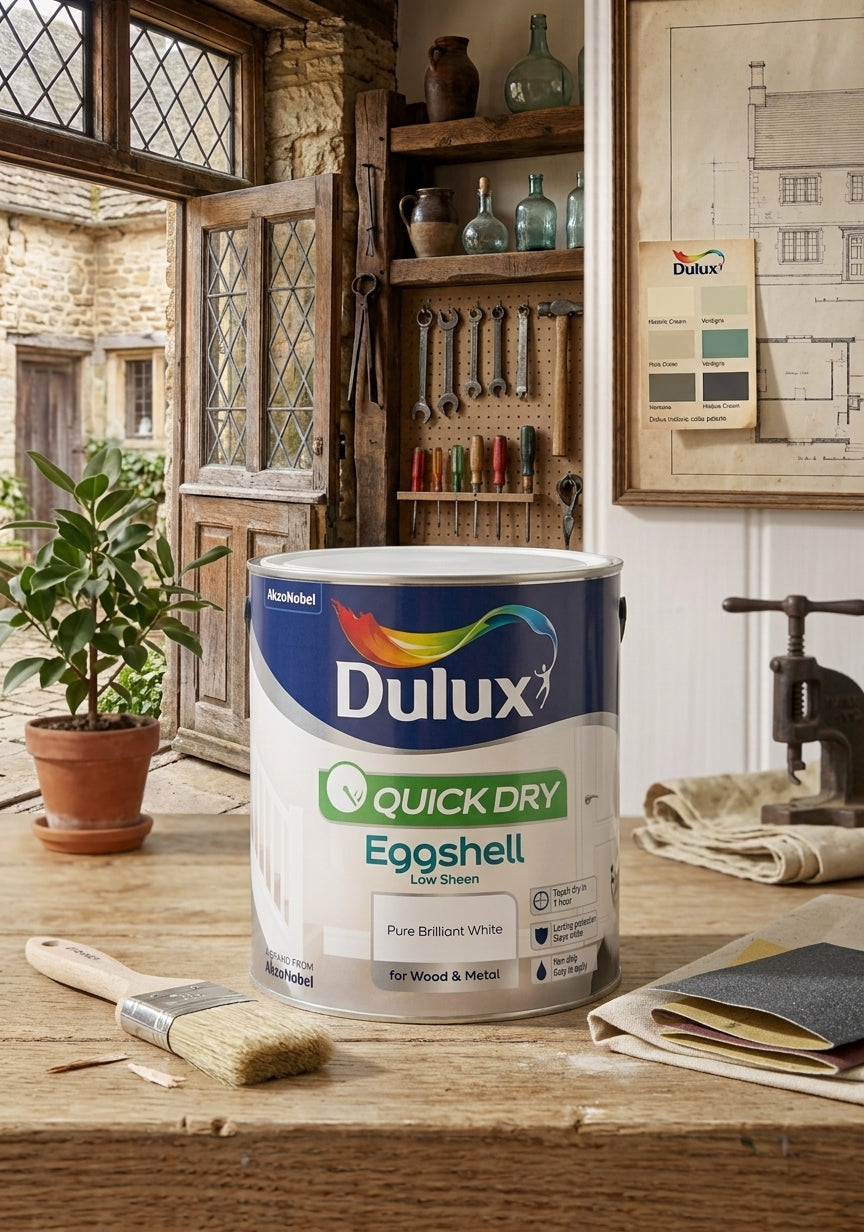 Dulux Quick Dry Eggshell 750ml – Pure Brilliant White Interior Wood & Metal Paint