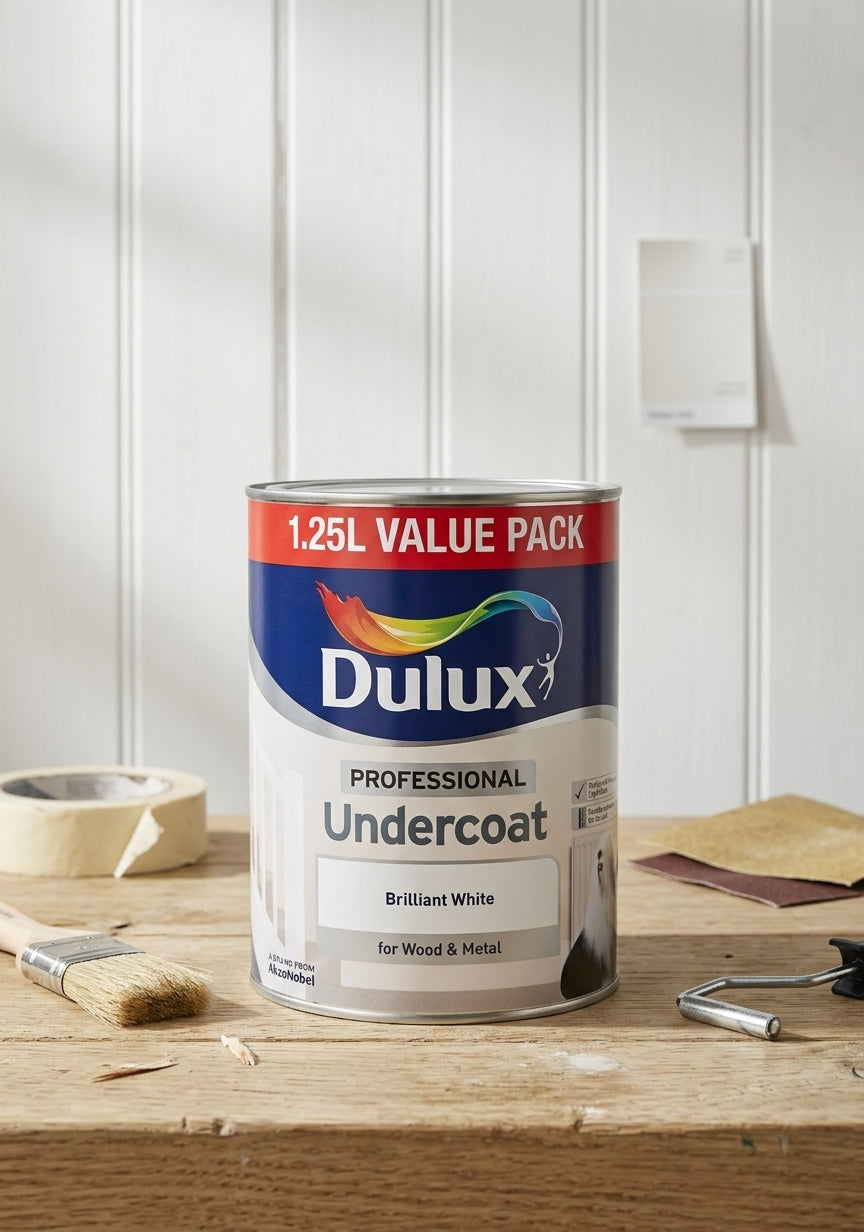 Dulux Professional Undercoat 1.25L Brilliant White – Interior & Exterior Surface Primer