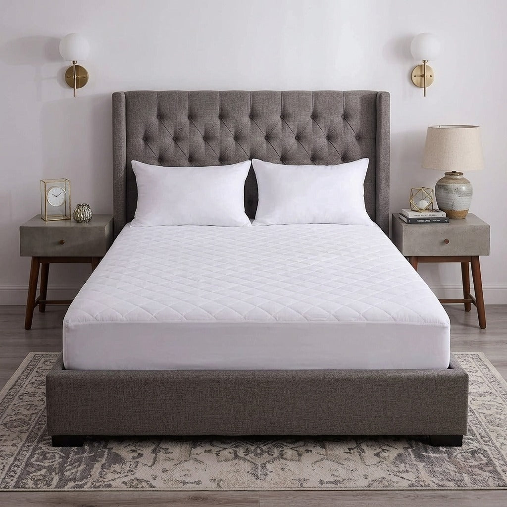 Quilted 30cm Deep Mattress Protector – White