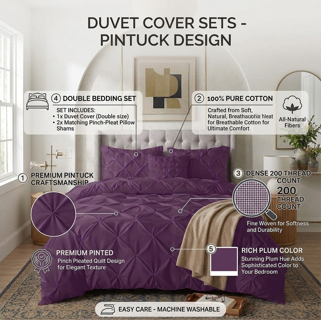Egyptian Cotton Pintuck Duvet Cover Set